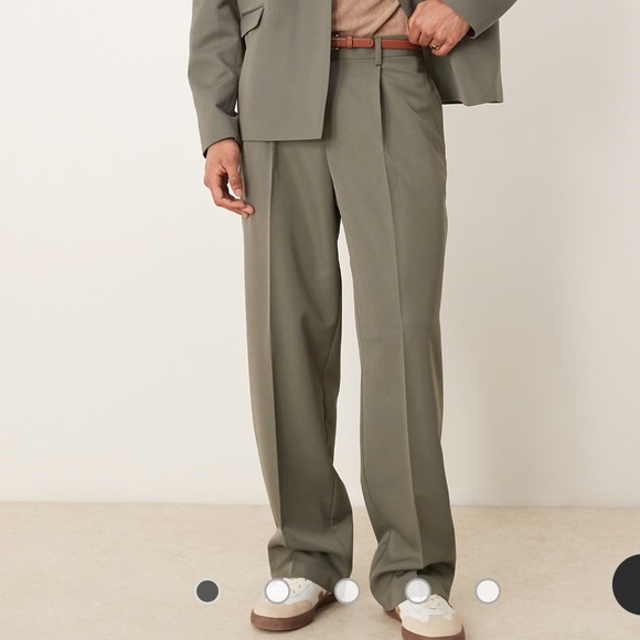 ASOS DESIGN Mens wide leg suit pants in green 32x30” - Picture 1 of 10